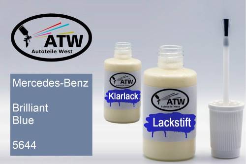 Mercedes-Benz, Brilliant Blue, 5644: 20ml Lackstift + 20ml Klarlack - Set, von ATW Autoteile West.